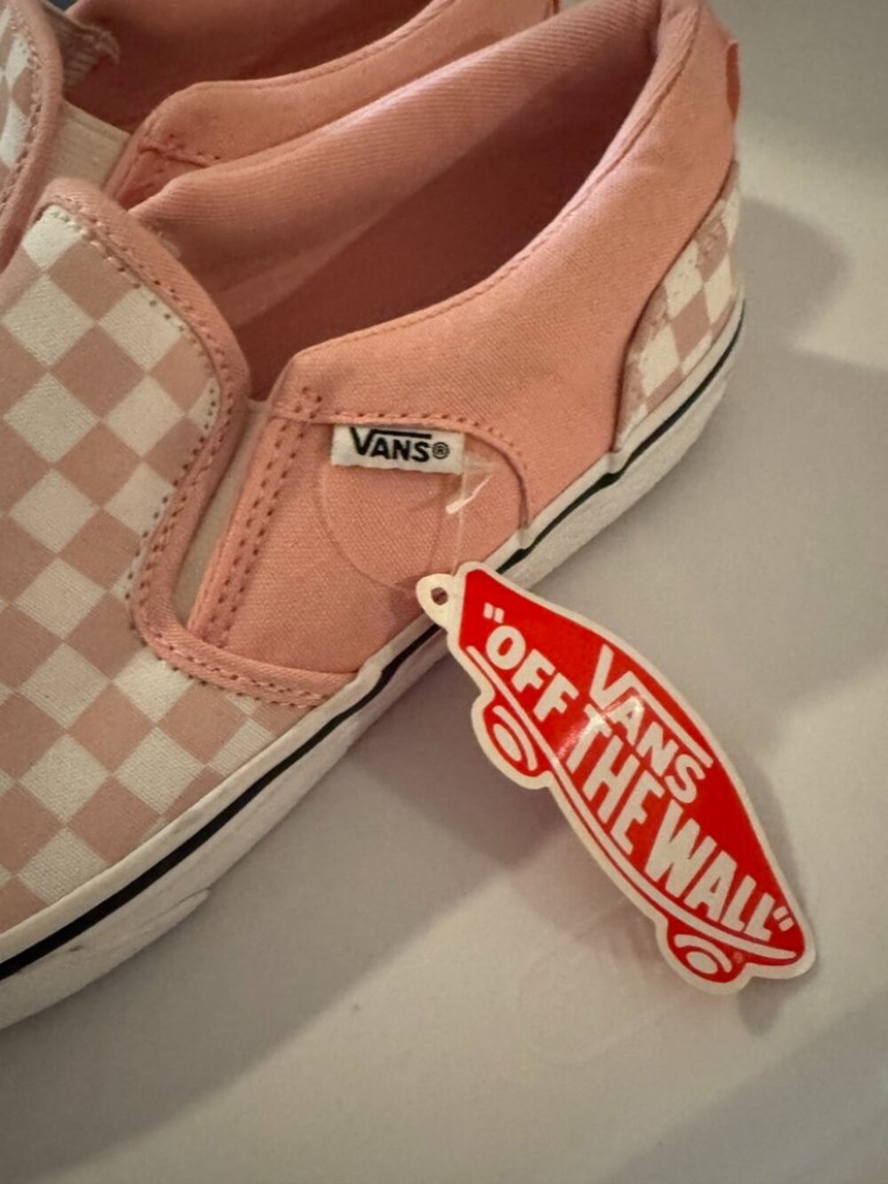 Vans Girls' Missy Pink/White Checkerboard Pattern Slip-Ons, Size:Girl 6, NWT - Picture 5 of 7